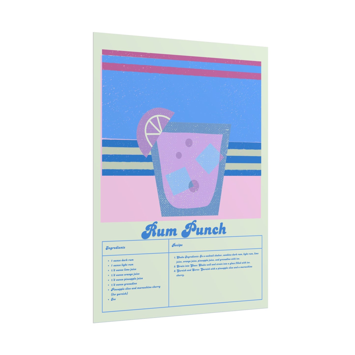 Rum Punch Illustration Vertical Poster LARGE EU