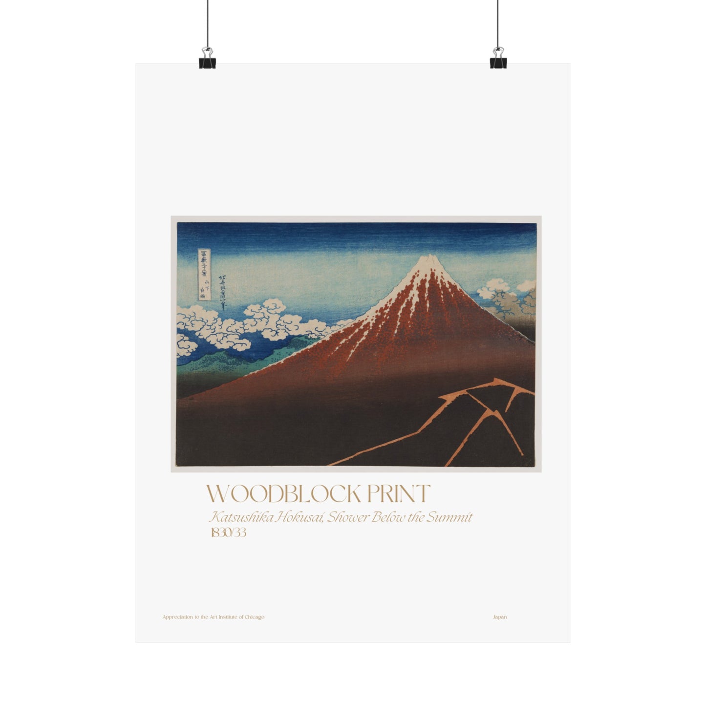 Katsushika Hokusai, Shower Below the Summit 1830/33 Vertical Poster