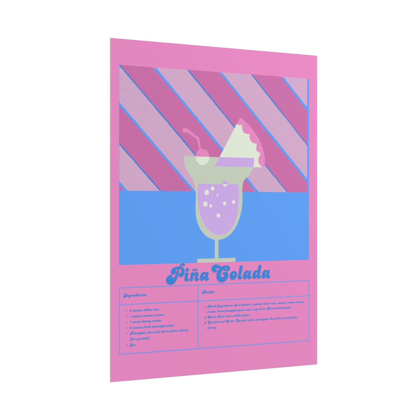 Pina Colada Illustration Vertical Poster LARGE EU