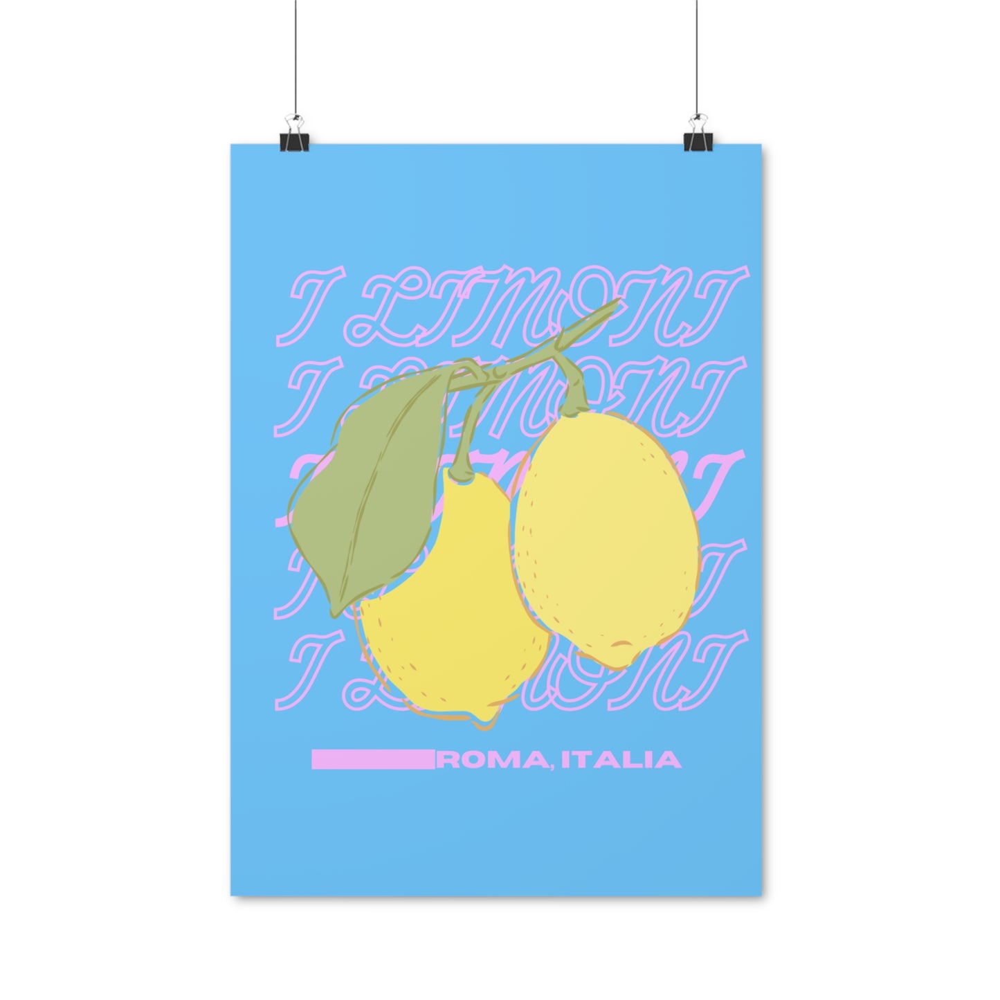 Lemons, Rome Italy Illustration Vertical Poster EU