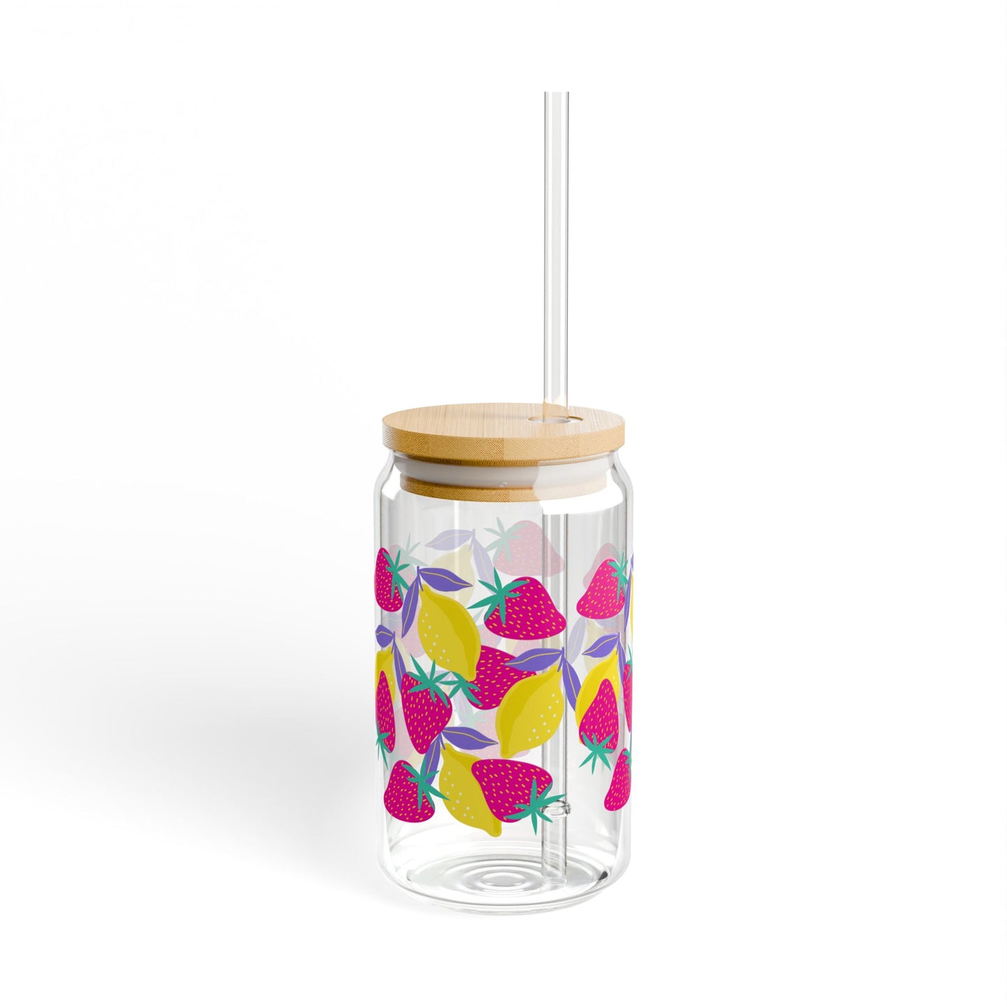 Vaso para beber con limones y fresas, 16 oz