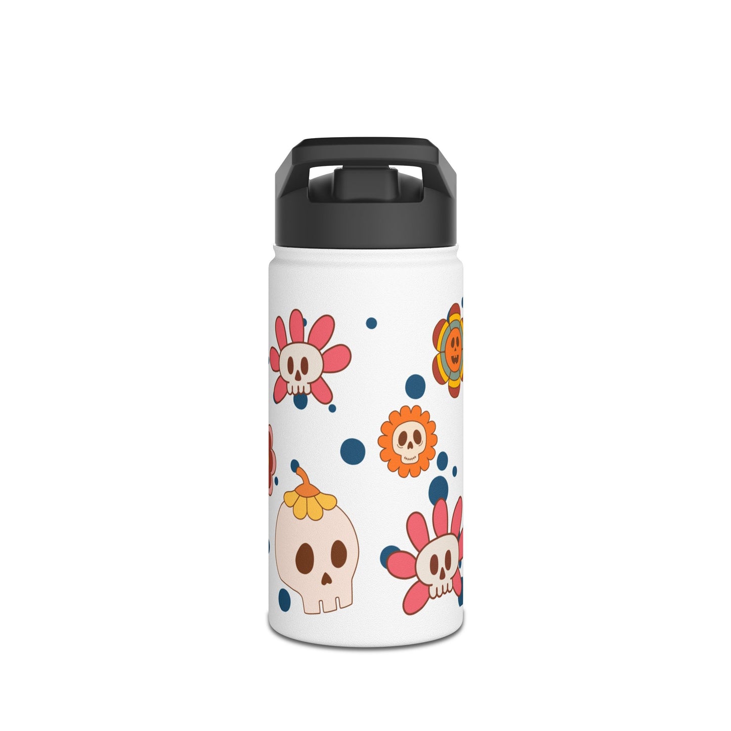 Halloween Flowers Stainless Steel Water Bottle, Standard Lid