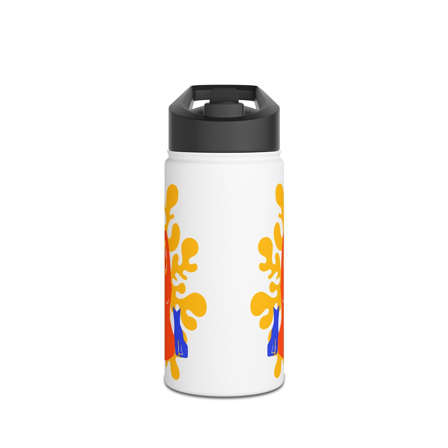 Woman, Plant, and Cat Stainless Steel Water Bottle, Standard Lid