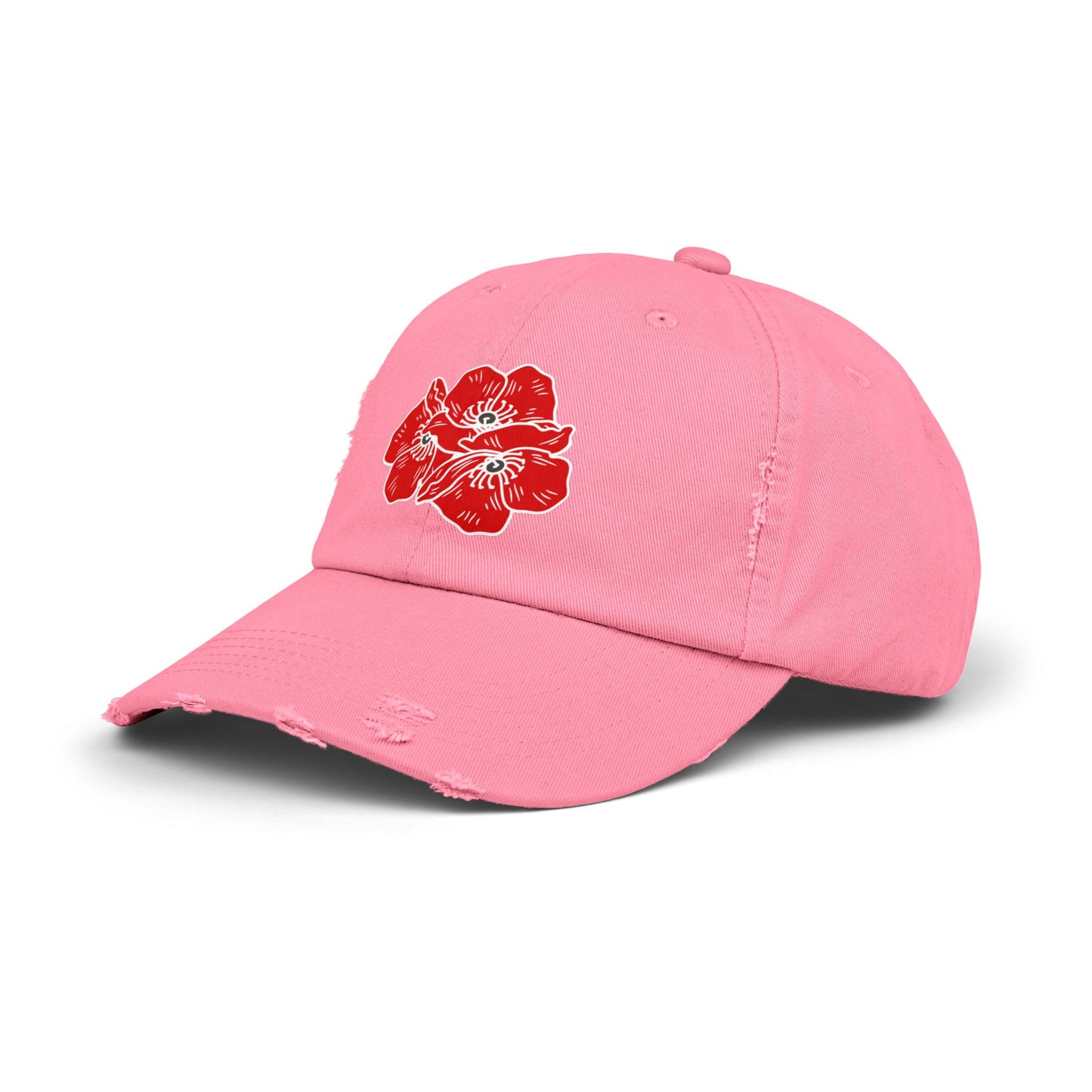 Poppies Unisex Distressed Cap