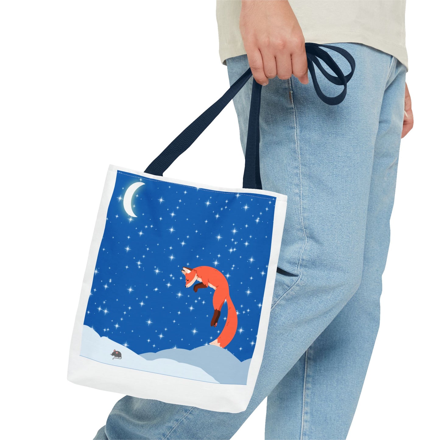 Snow Jumping Fox Tote Bag