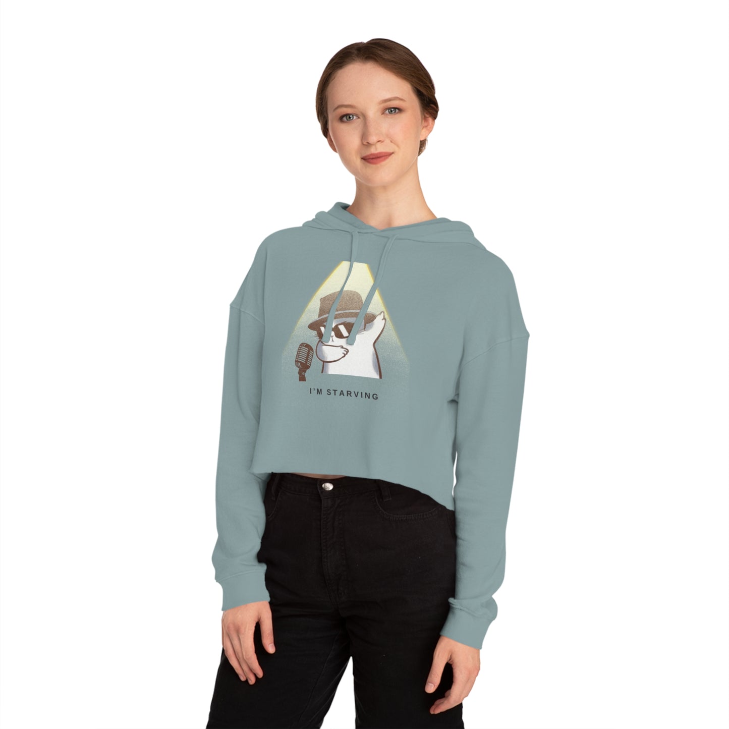 Blues Cat Crop Hoodie