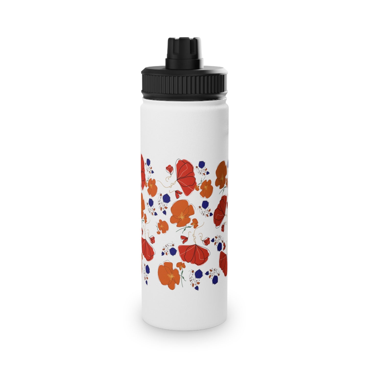 Poppies Steel Water Bottle, Standard Lid EU