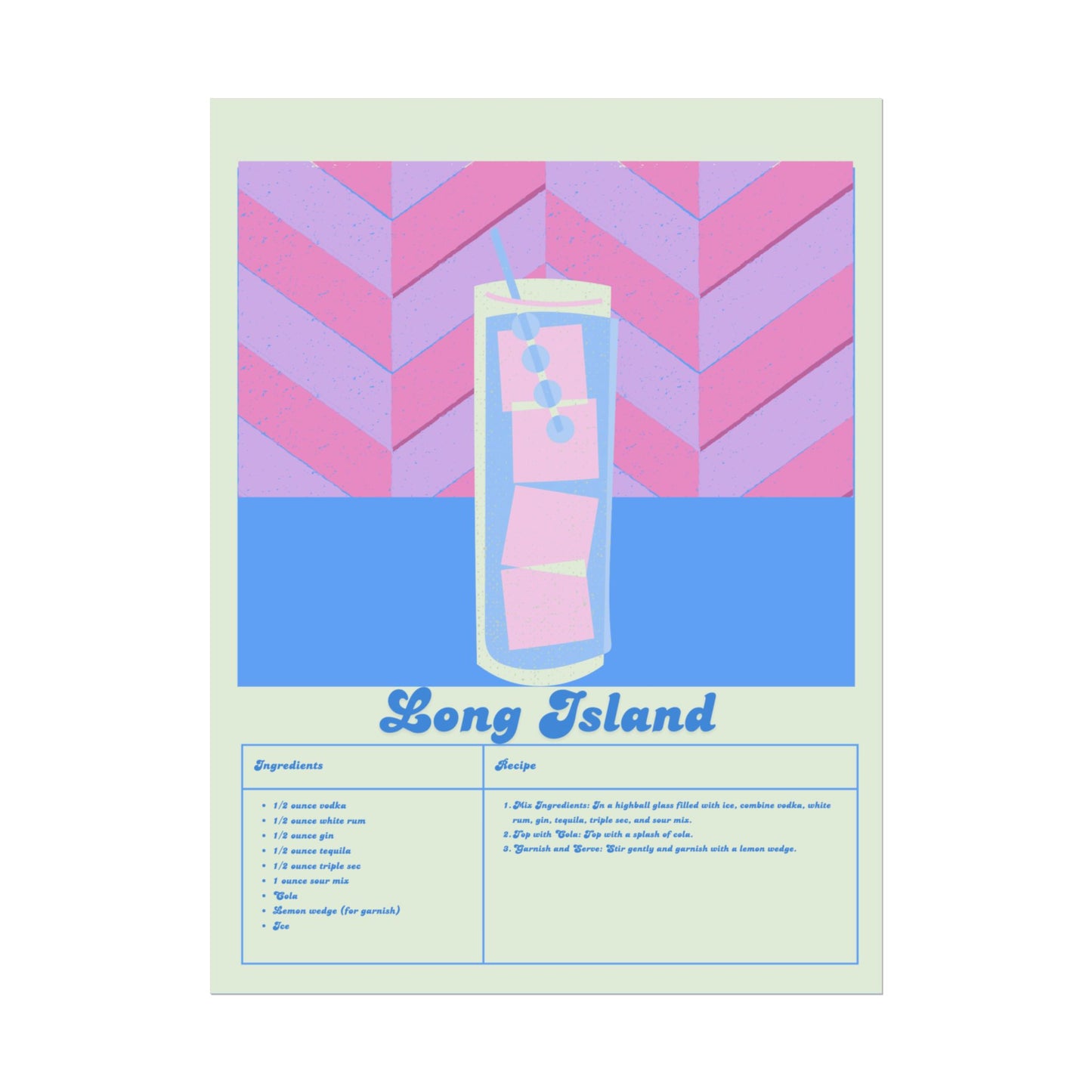 Long Island Illustration Vertical Poster LARGE EU