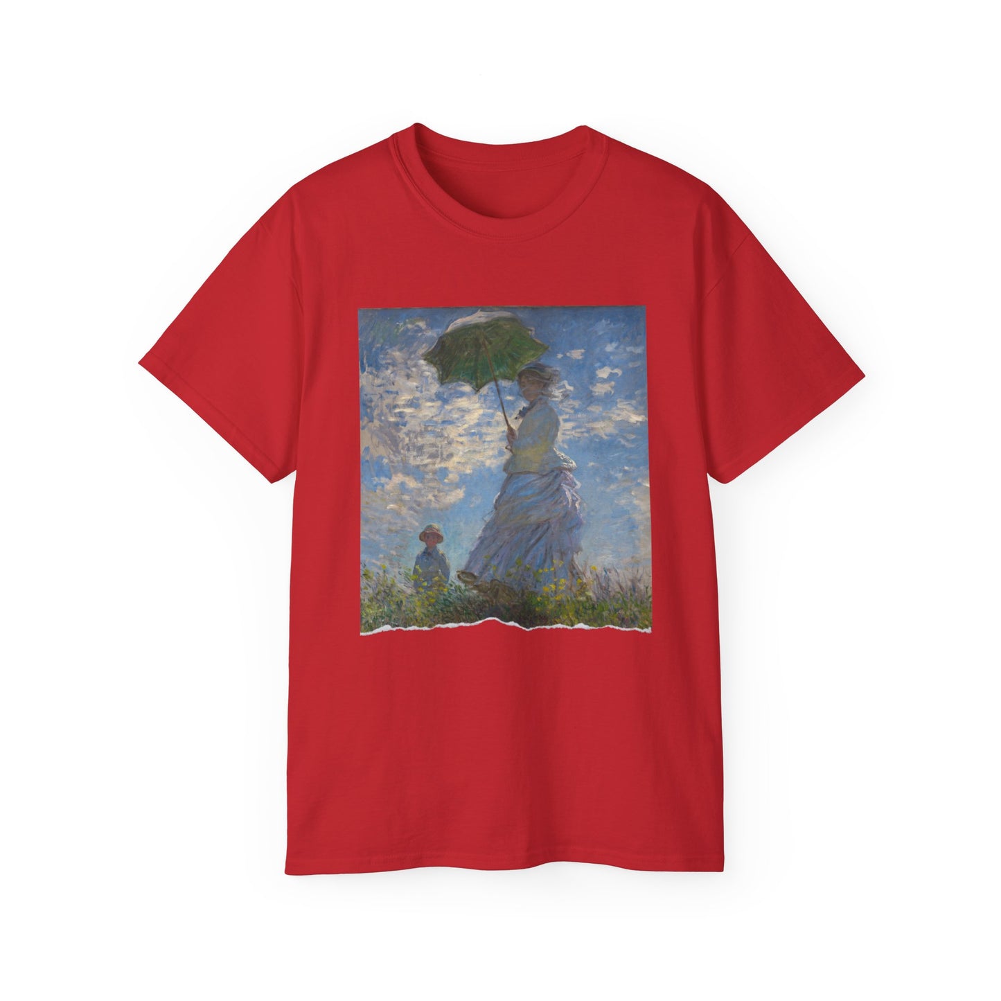 Camiseta de algodón ultrafino de la UE con el motivo Madame Monet y su hijo o El paseo de Claude Monet, 1875