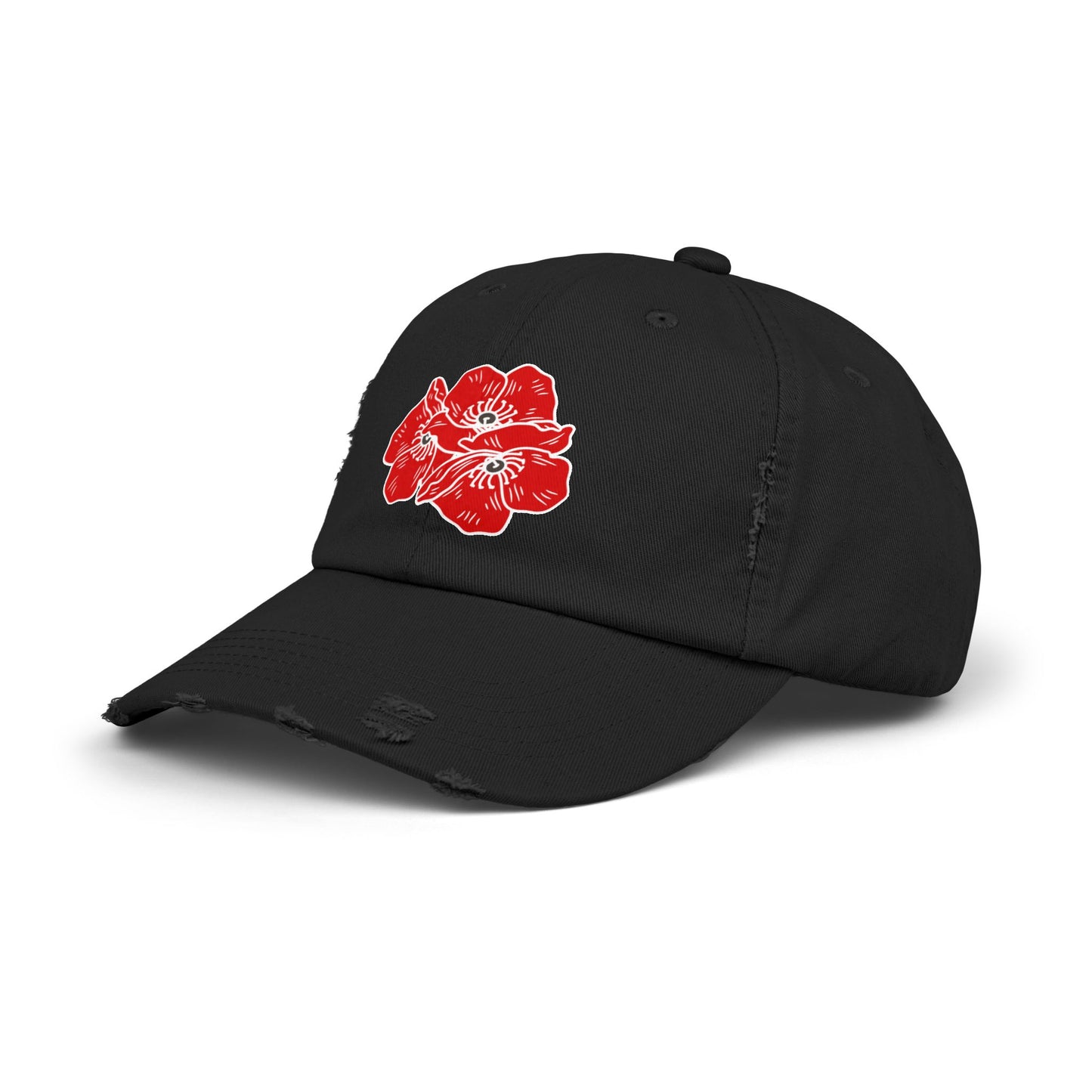 Poppies Unisex Distressed Cap