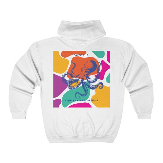 Squishy Sea Genius Octopus Unisex Heavy Blend™ Full Zip Hooded Sweatshirt EU