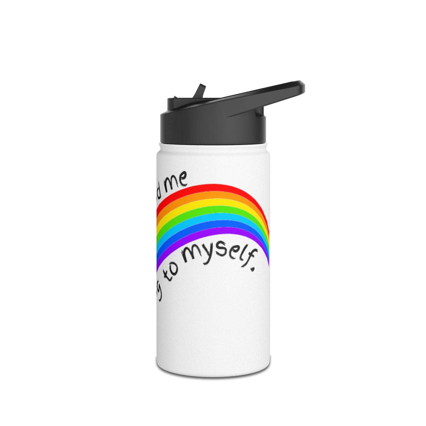 Talking to Myself Rainbow Stainless Steel Water Bottle, Standard Lid