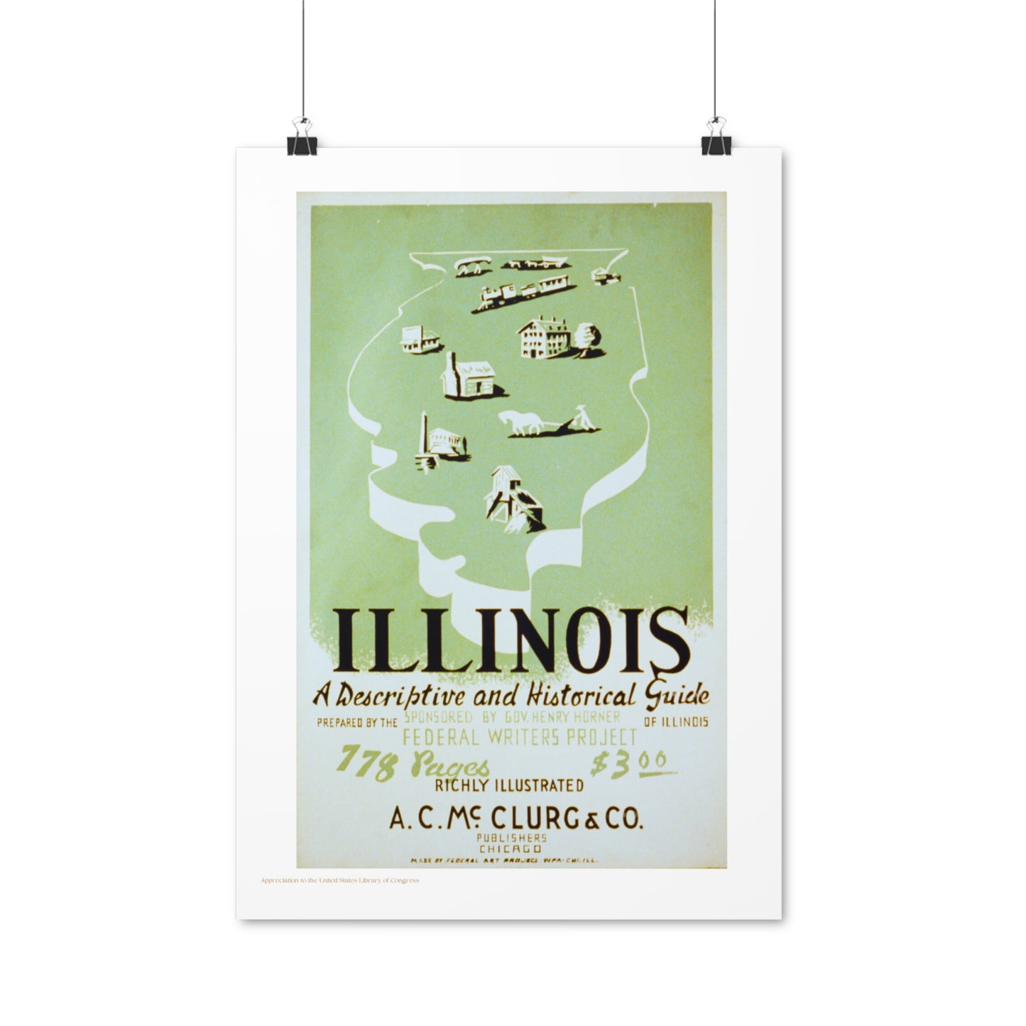 Illinois a Guide Illustration Vertical Poster EU