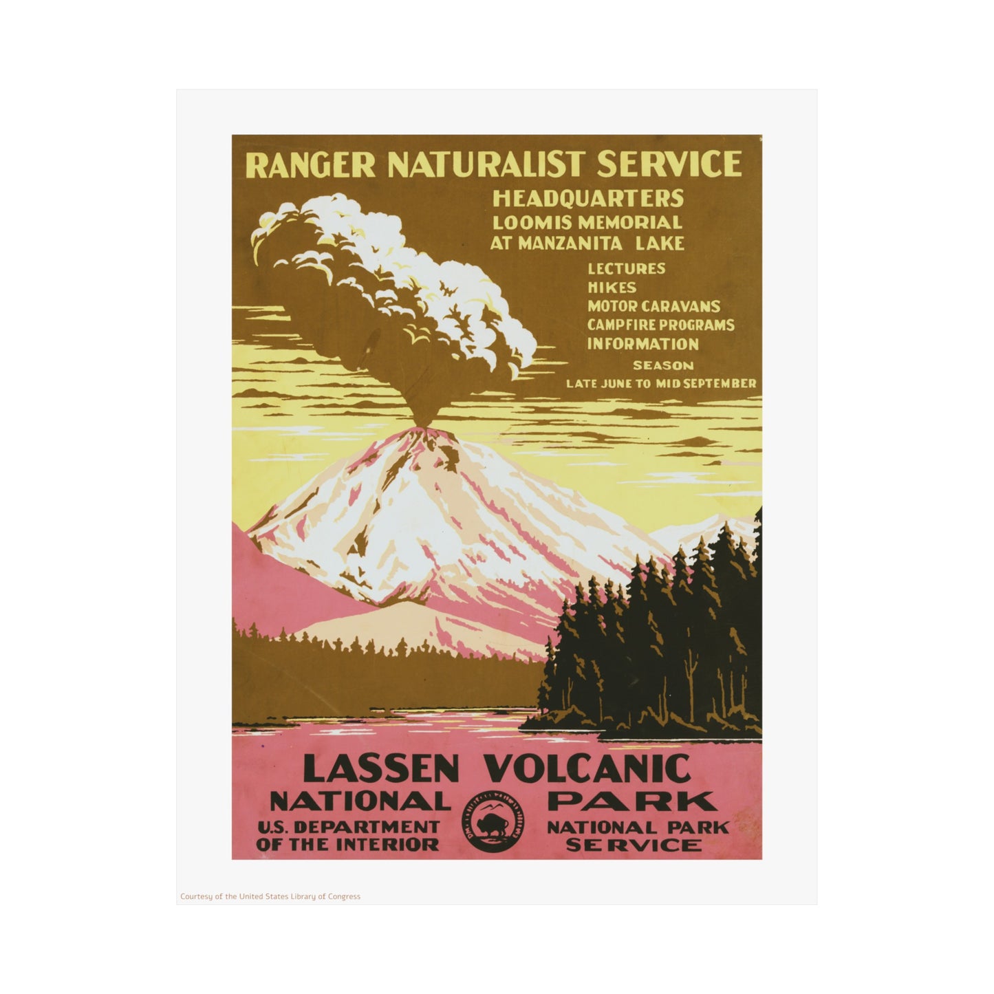 Lassen Volcanic National Park Illustration Vertical Poster