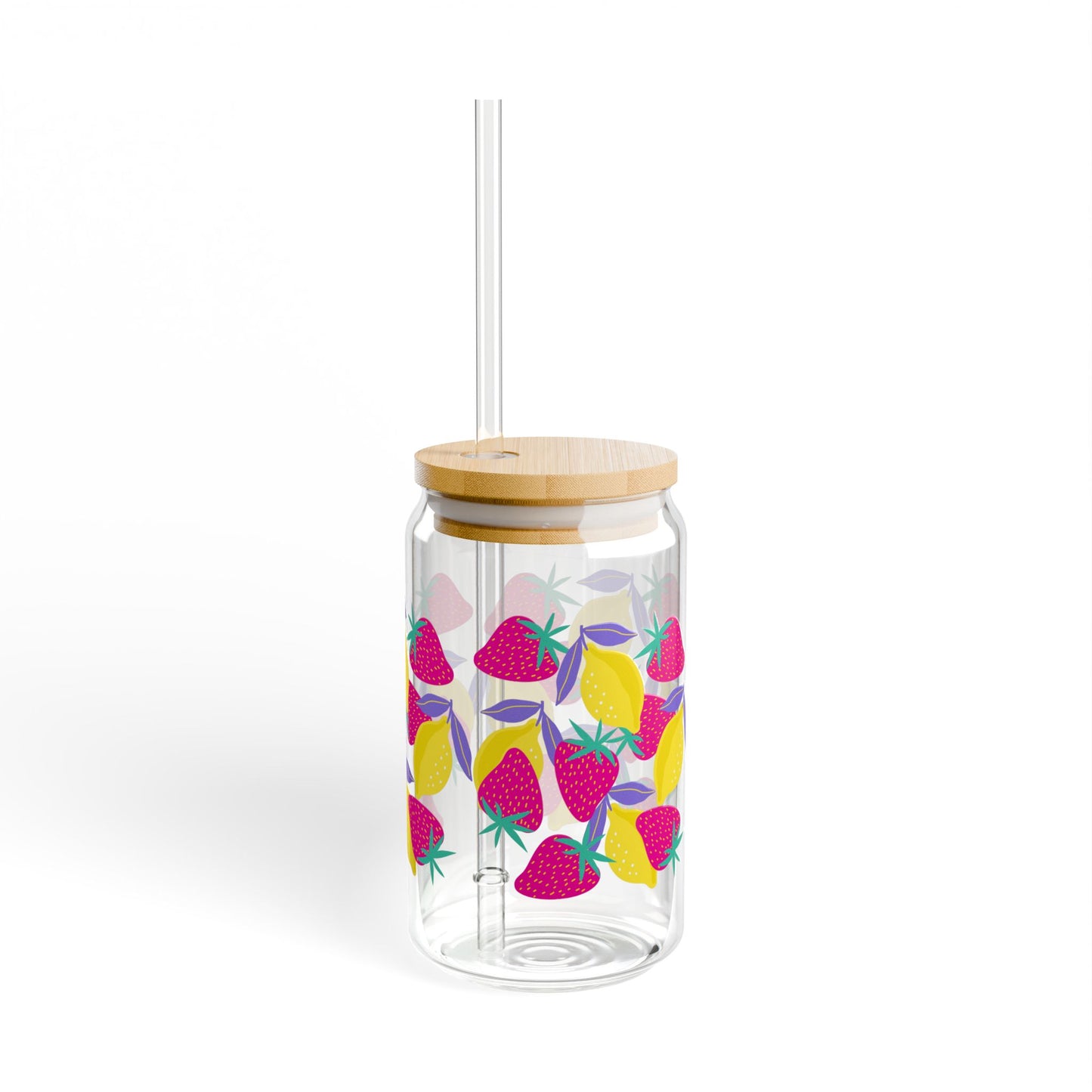 Vaso para beber con limones y fresas, 16 oz