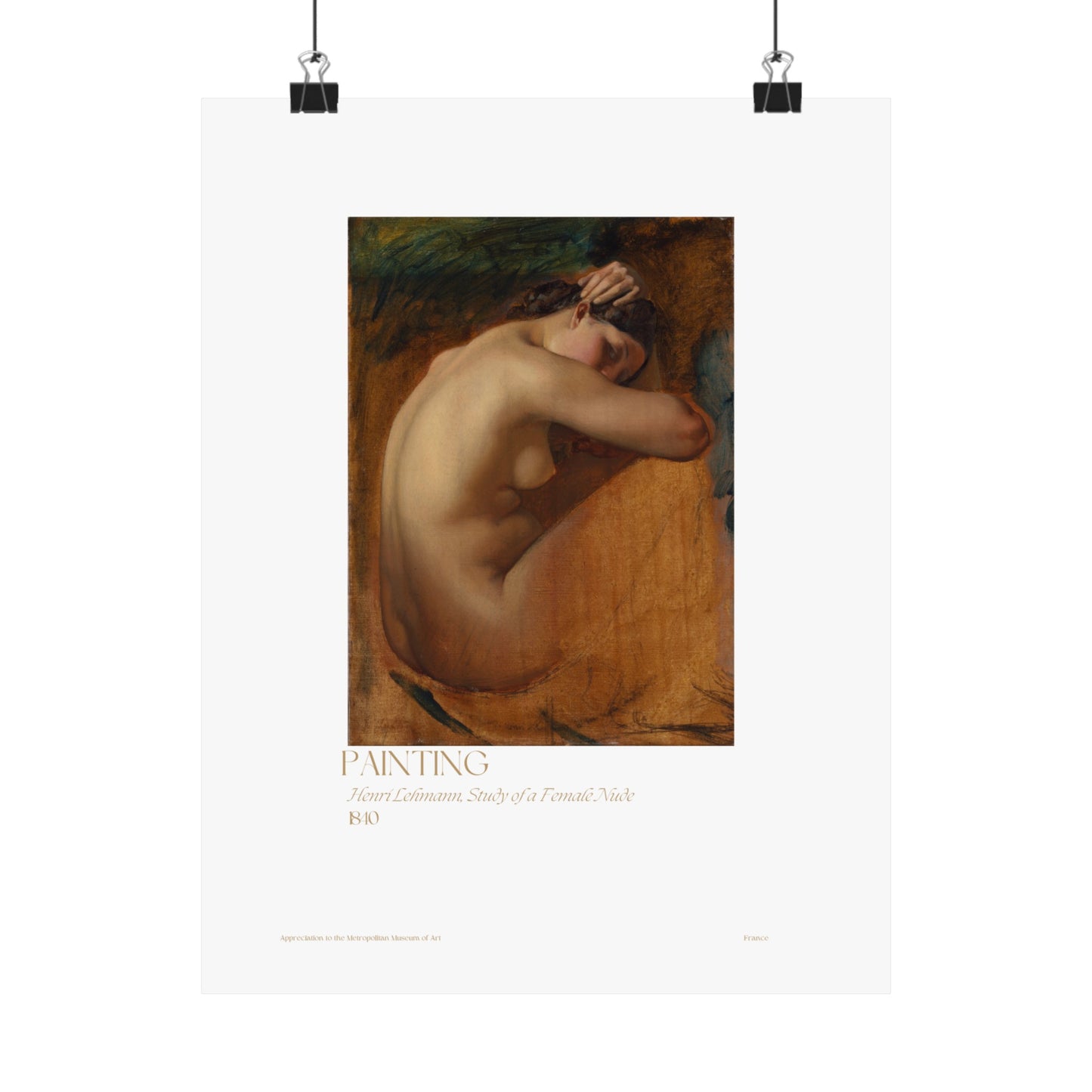 Henri Lehmann, Study of a Female Nude 1840 Vertical Posters