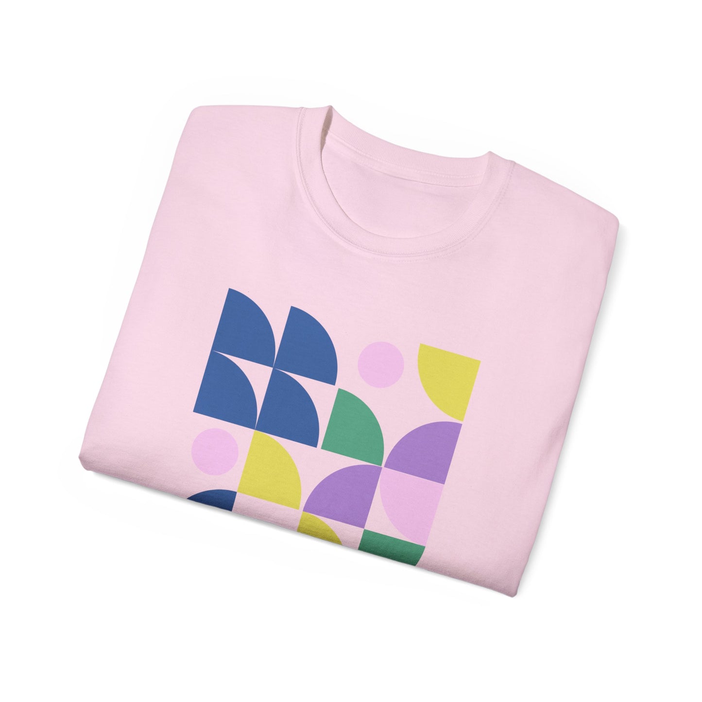 Camiseta de algodón ultra suave con ilustración de formas en colores pastel de la UE