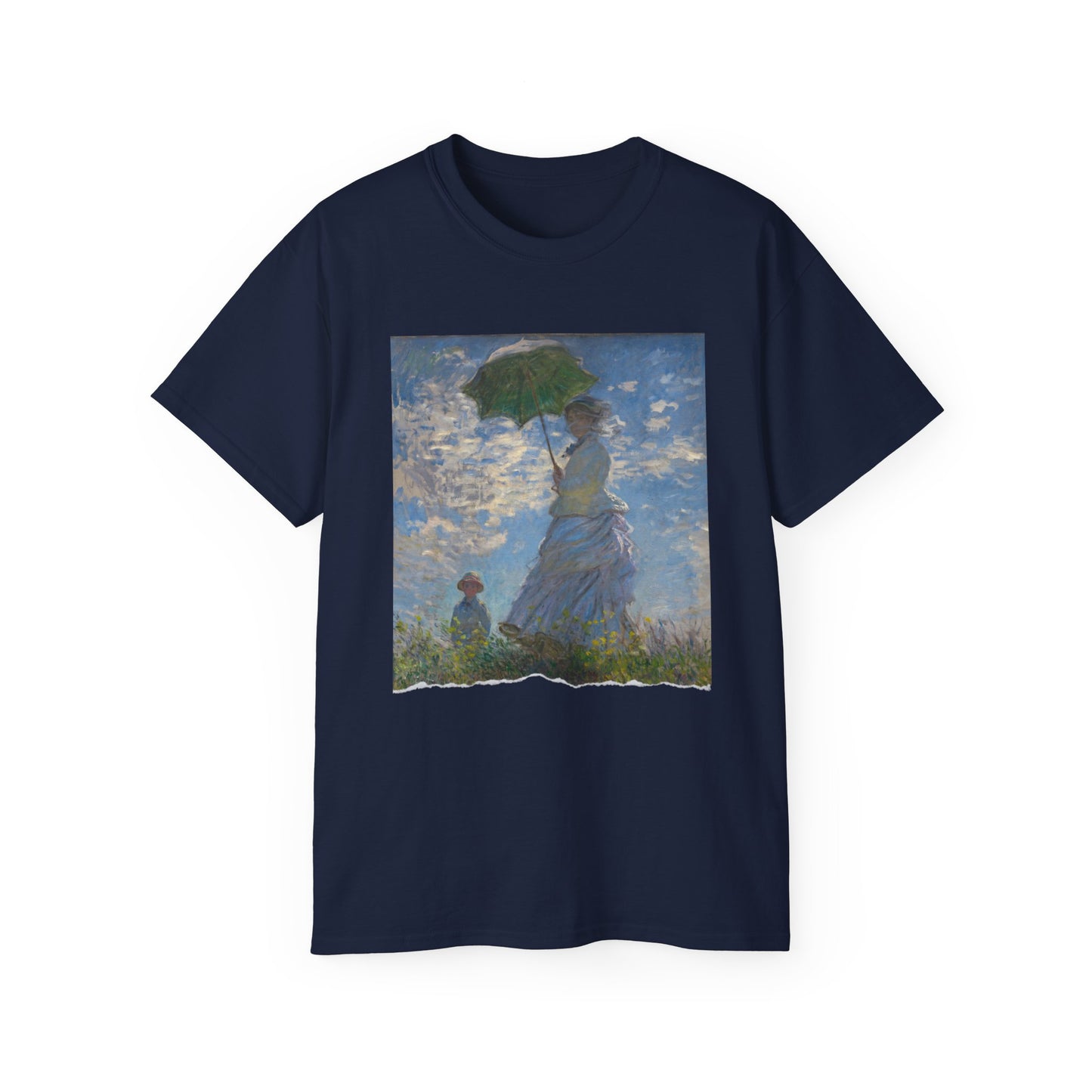 Camiseta de algodón ultrafino de la UE con el motivo Madame Monet y su hijo o El paseo de Claude Monet, 1875