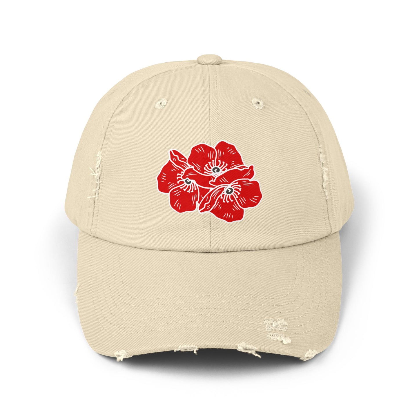 Poppies Unisex Distressed Cap