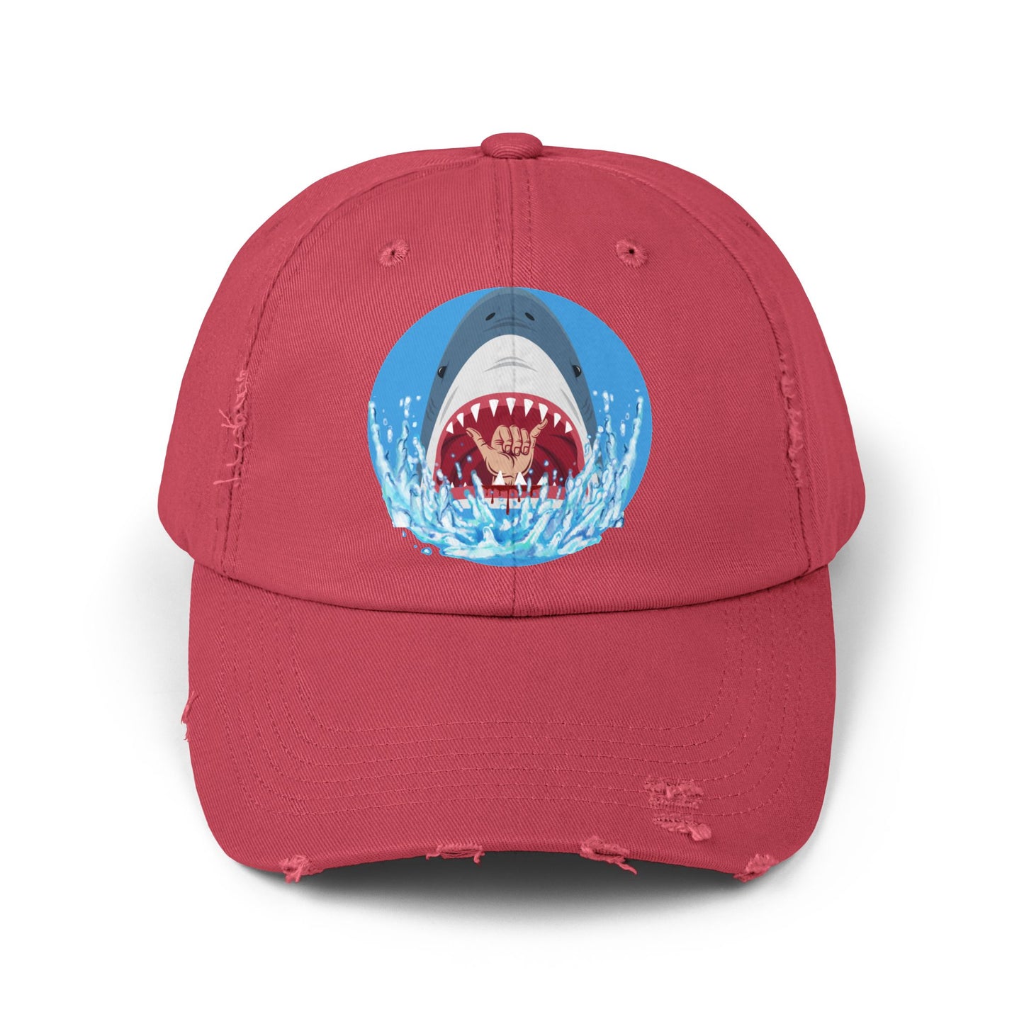 Surfin' Shark Unisex Distressed Cap