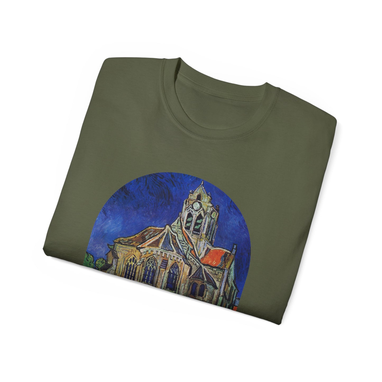 Camiseta de algodón ultra suave de Vincent Van Gogh, La iglesia de Auvers, 1890, EU