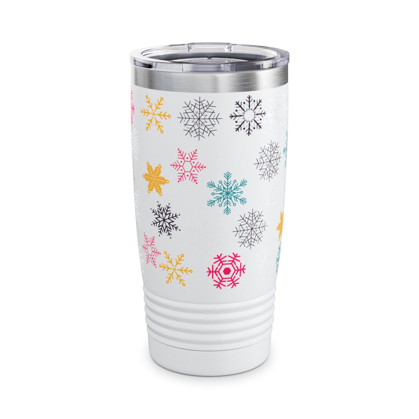 Vaso de cuello redondo con diseño de arcoíris Let it Snow, 20 oz