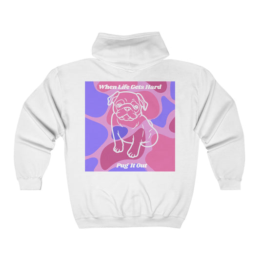 Charming Pug Unisex Heavy Blend™ Full Zip Hooded Sweatshirt EU