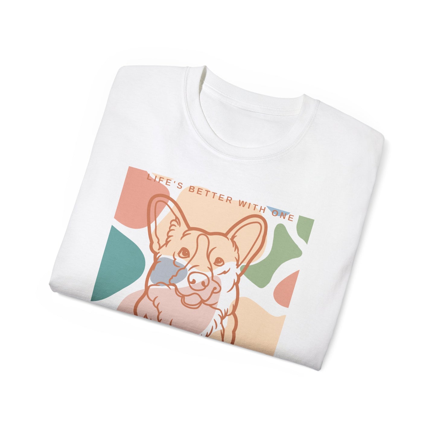 Linda camiseta unisex de algodón ultra fino Corgi de la UE de dos caras 