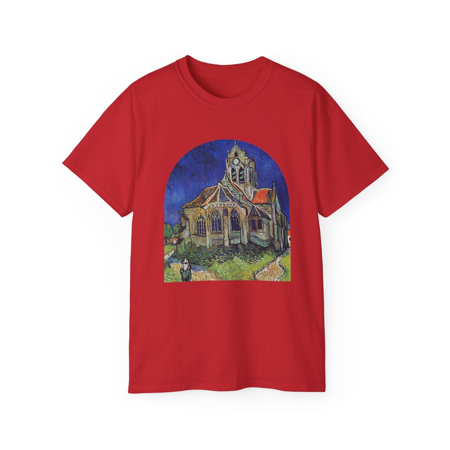 Camiseta de algodón ultra suave de Vincent Van Gogh, La iglesia de Auvers, 1890, EU