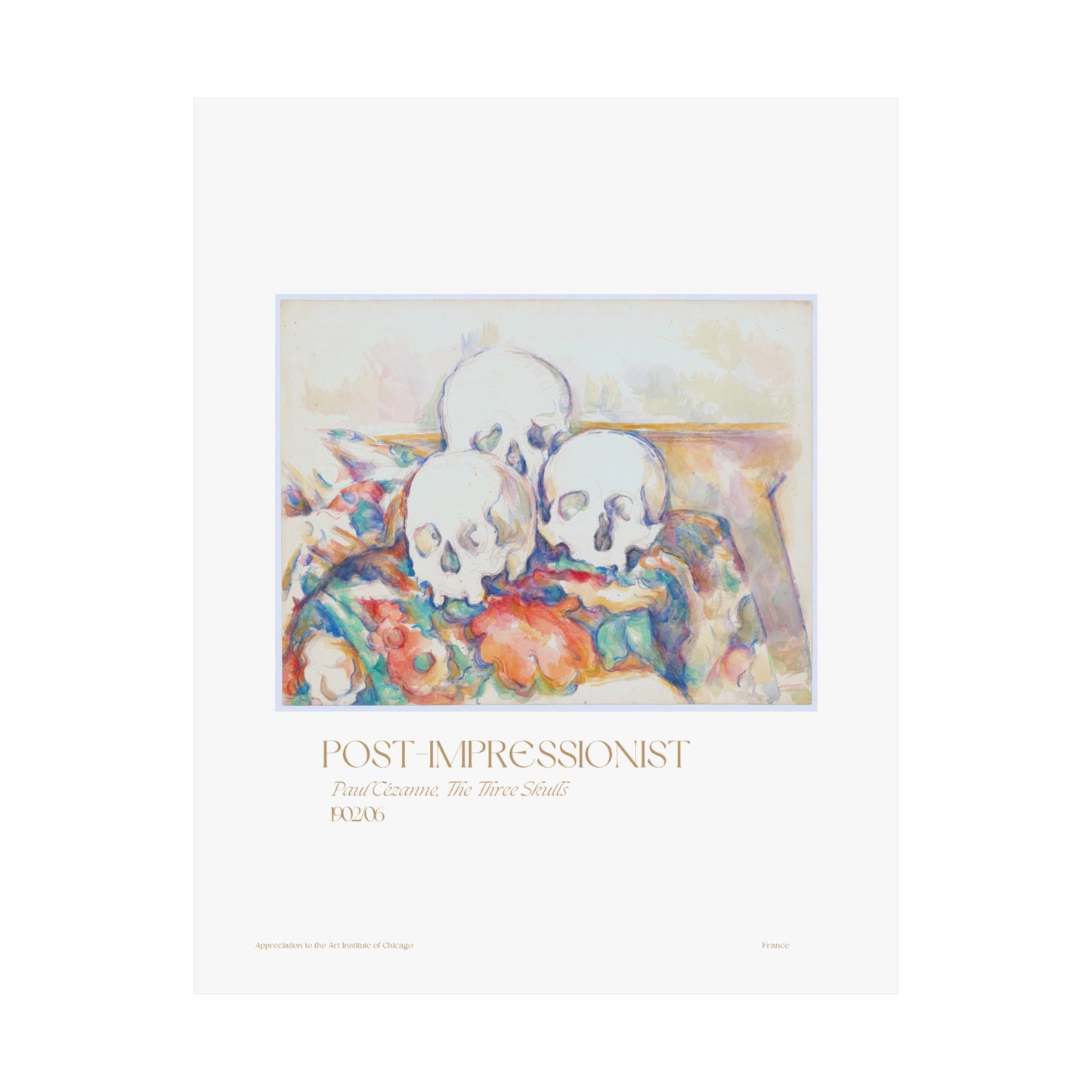 Paul Cézanne, The Three Skulls 1903/06 Vertical Poster