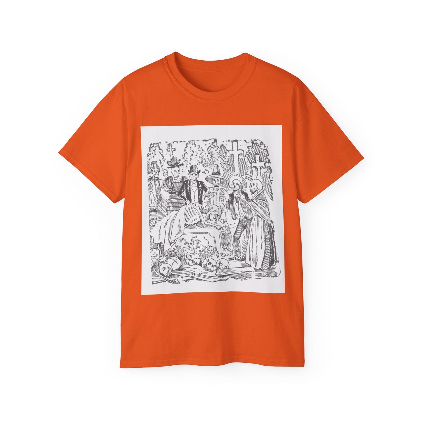 José Guadalupe Posada Un esqueleto con una sábana llorando en un cementerio 1880-1910 Camiseta unisex de algodón ultra fino UE