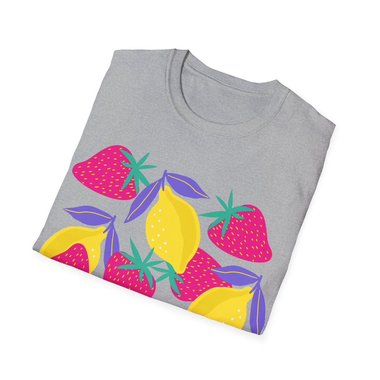 Camiseta unisex de estilo suave con limones y fresas de la UE