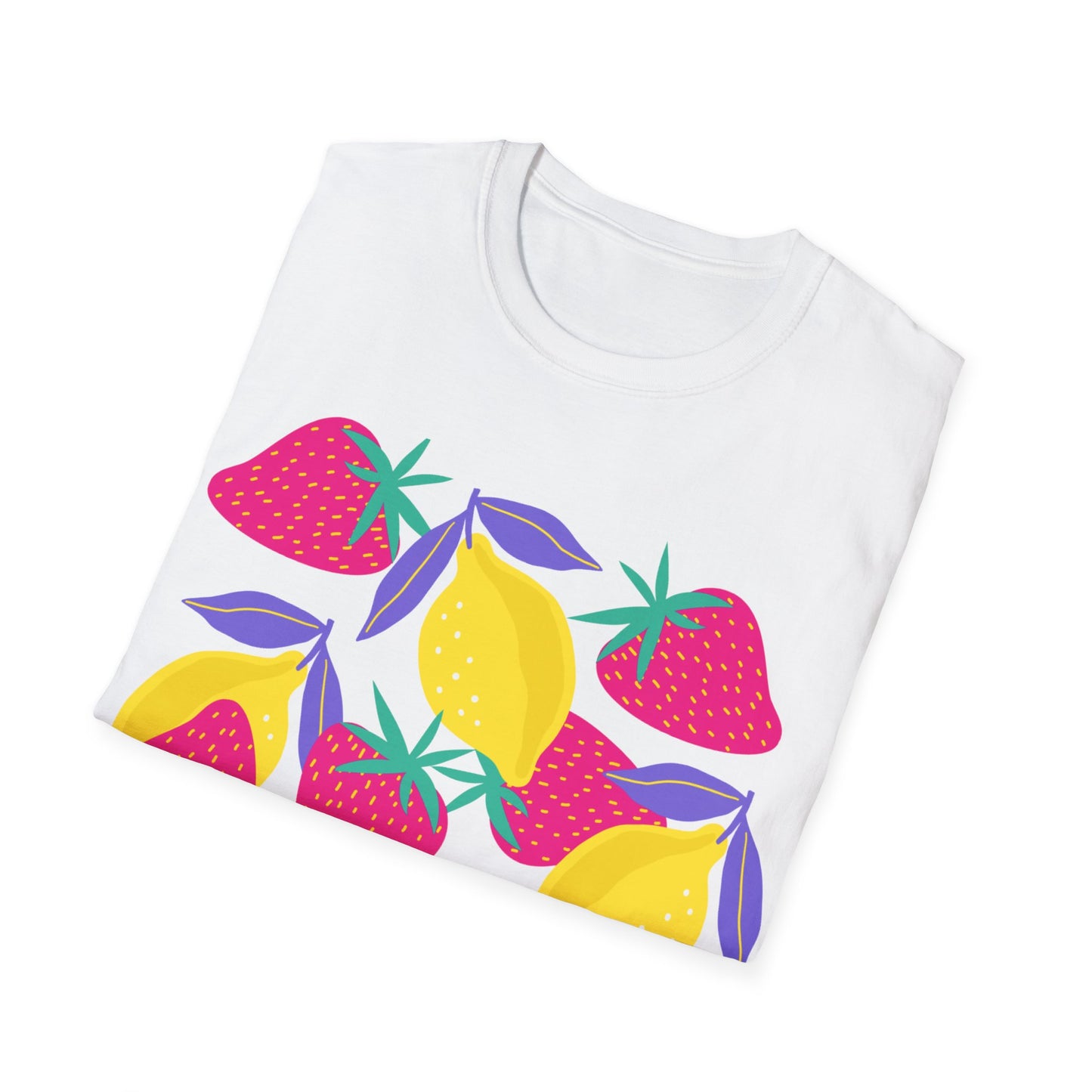 Camiseta unisex de estilo suave con limones y fresas de la UE