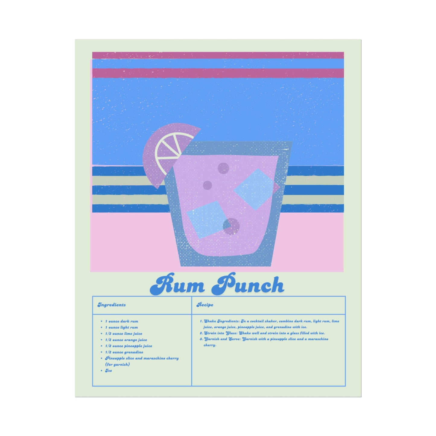 Rum Punch Illustration Vertical Poster SMALL EU