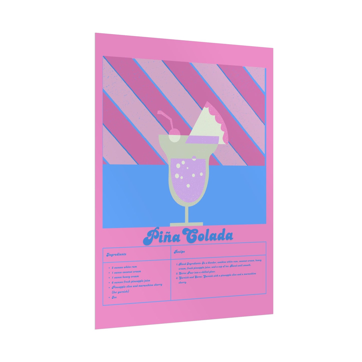 Pina Colada Illustration Vertical Poster LARGE EU