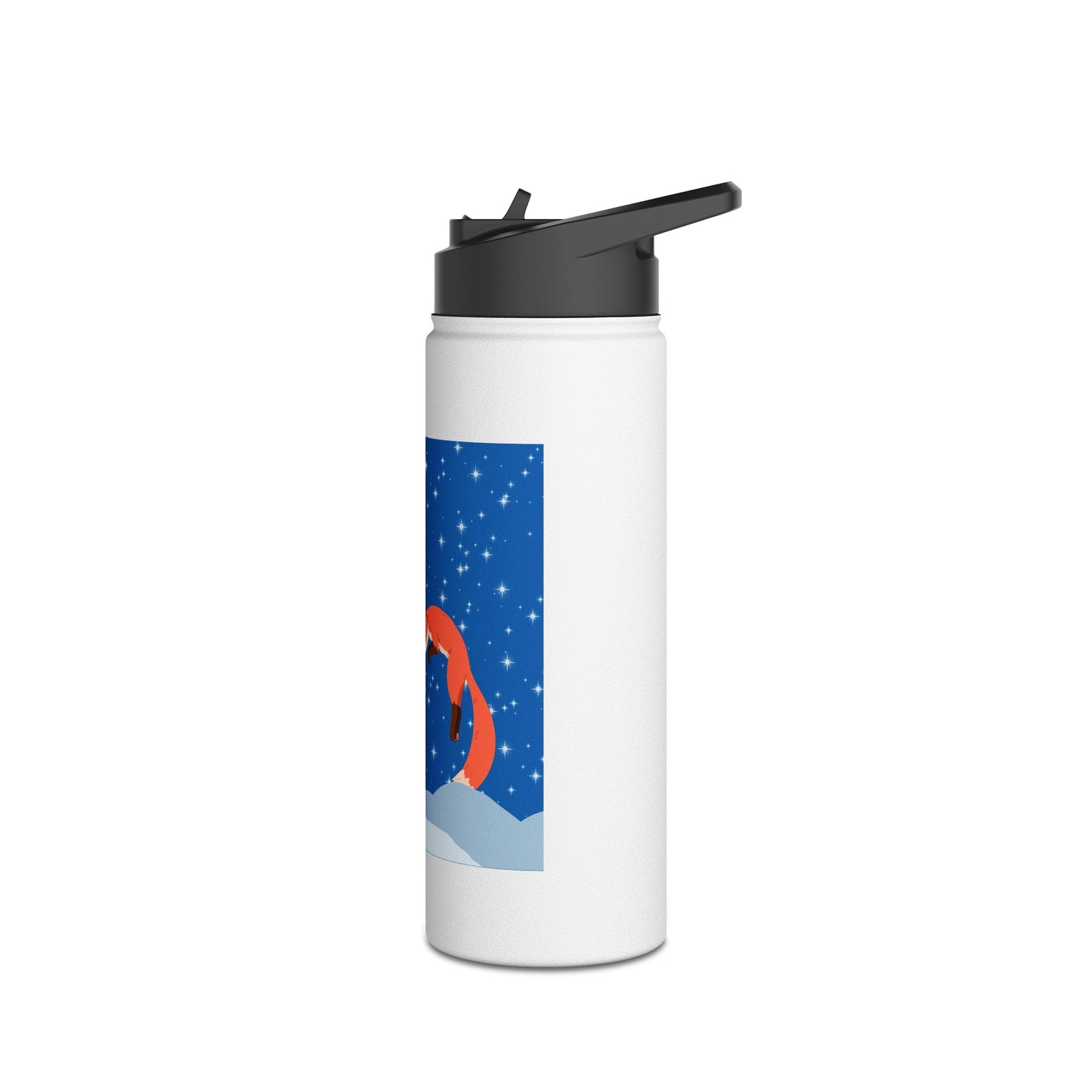 Snow Jumping Fox Stainless Steel Water Bottle, Standard Lid