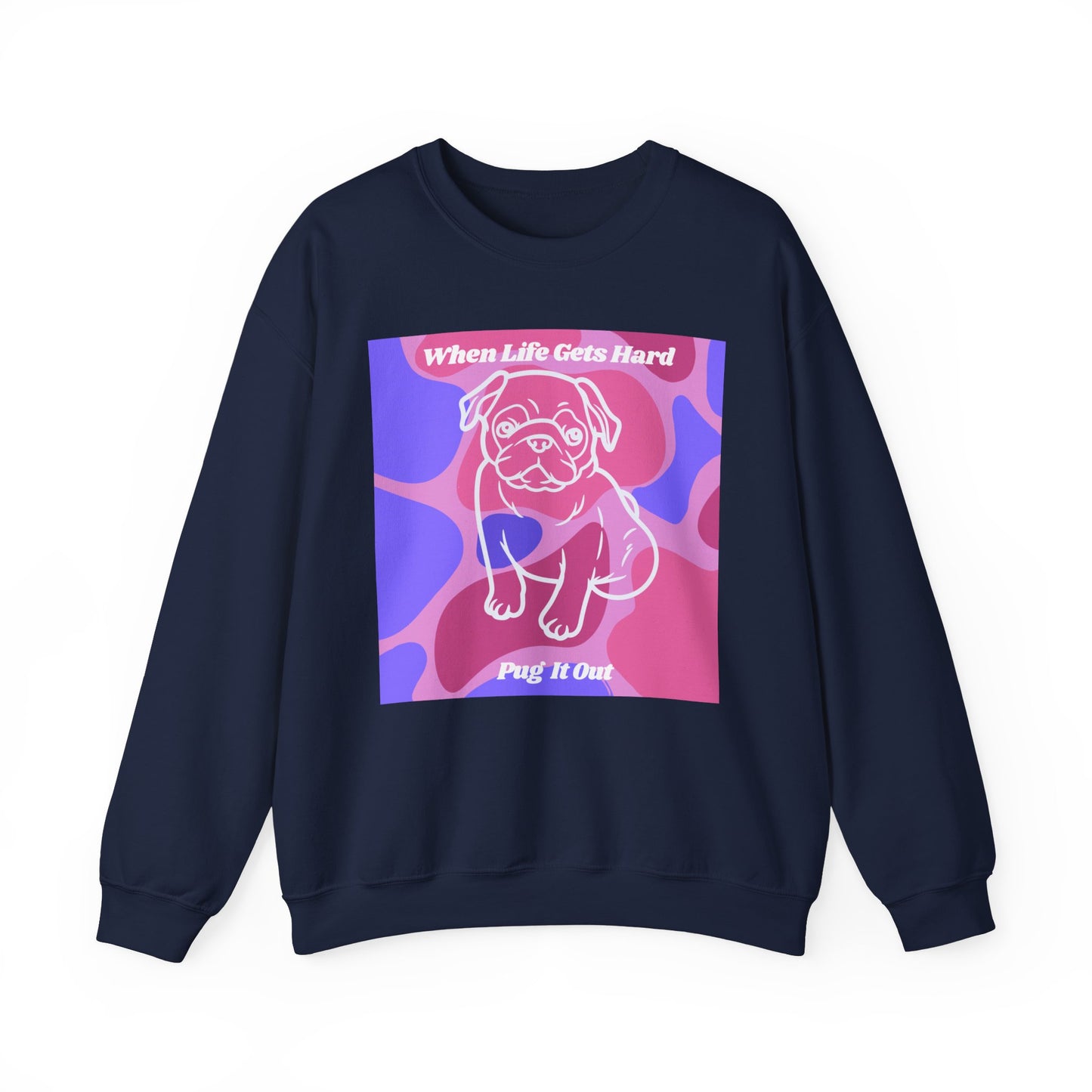 Sudadera unisex con cuello redondo y mezcla pesada de Pug encantadora 