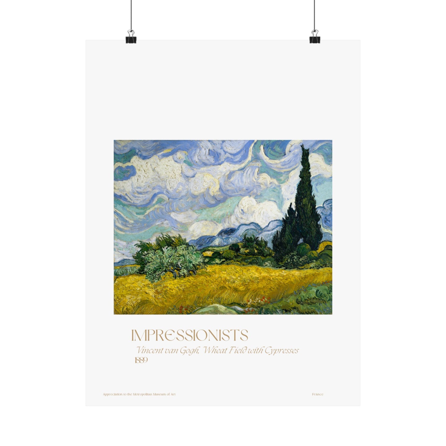 Vincent van Gogh, Wheat Field with Cypresses 1889 Vertical Poster