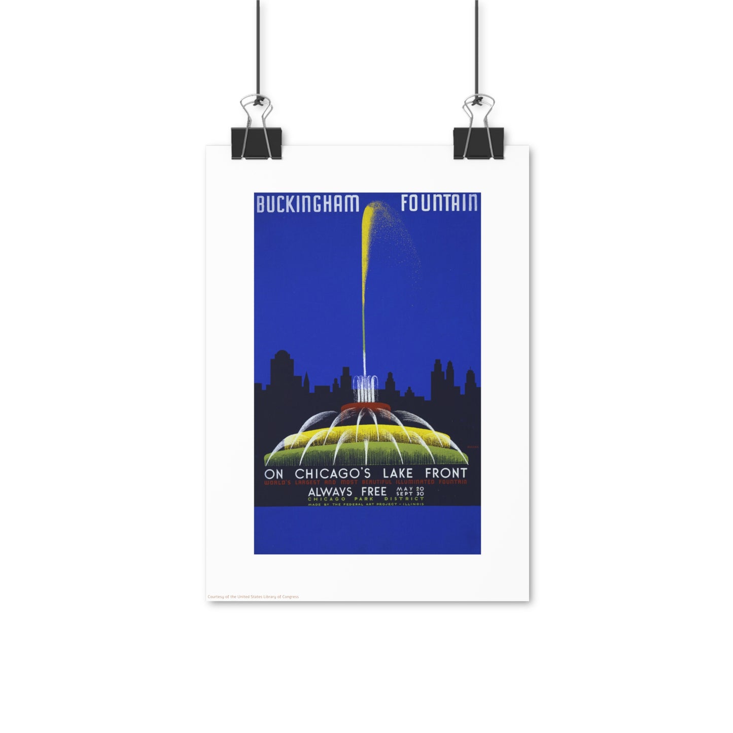 Chicago Buckingham Fountain Mysteries Illustration Vertical Poster EU