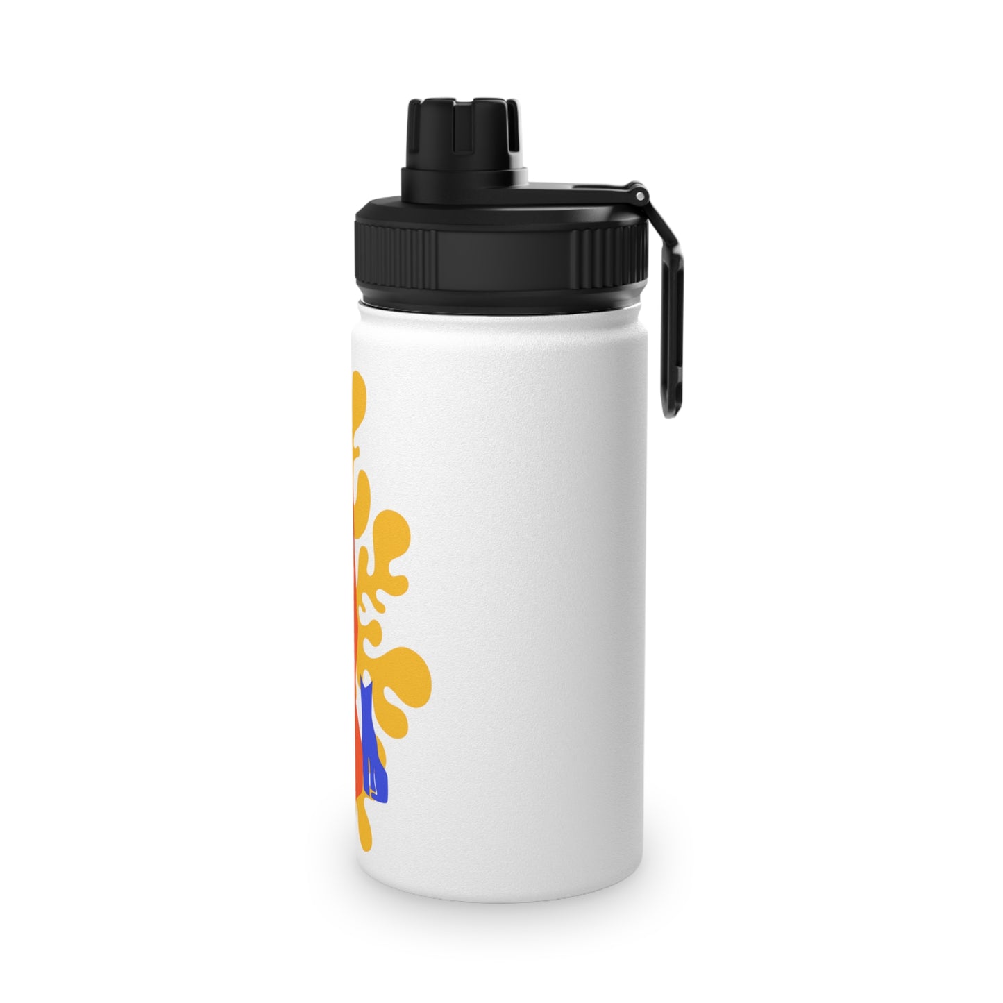 Woman, Cat, and Plant Steel Water Bottle, Standard Lid EU