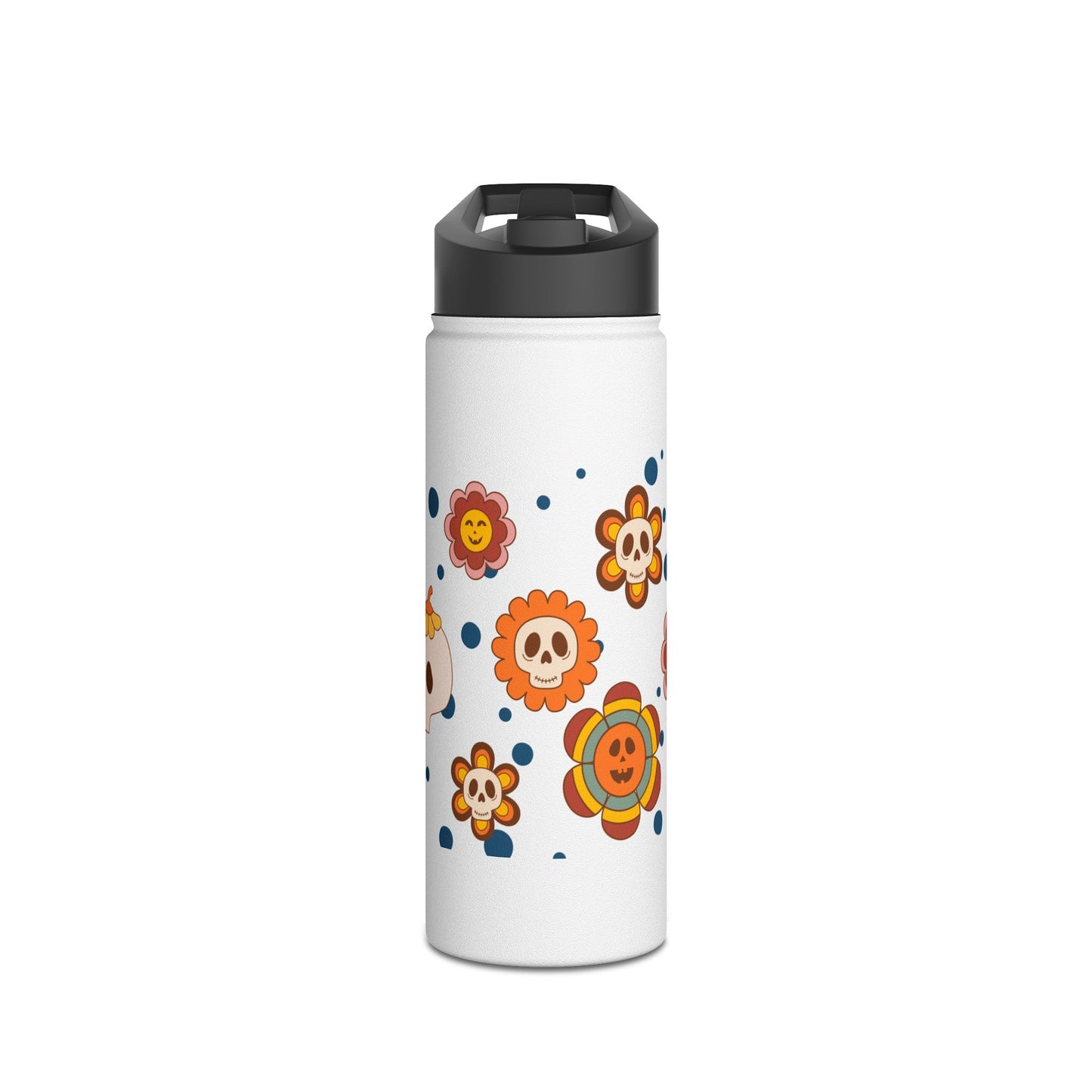 Halloween Flowers Stainless Steel Water Bottle, Standard Lid