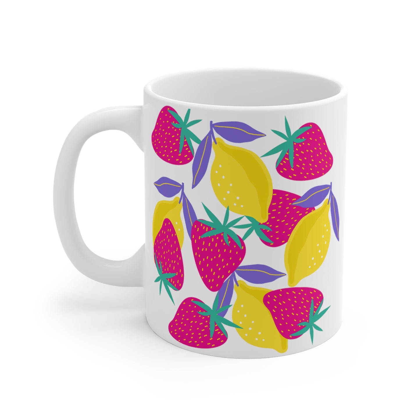 Taza de limones y fresas de 11 oz