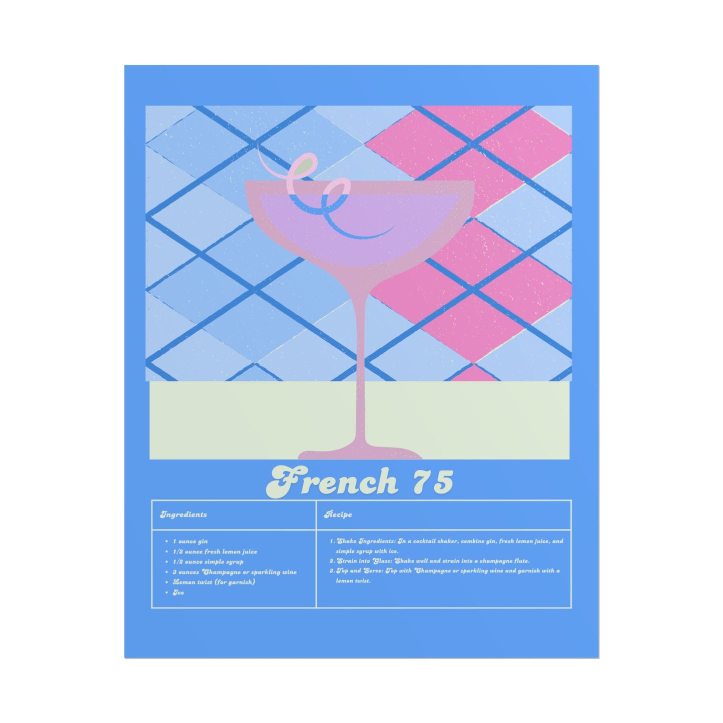 French 75 Illustration Vertical Poster SMALL EU