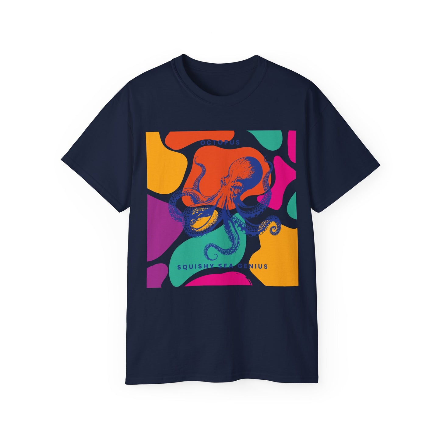 Camiseta unisex de algodón ultra suave con diseño de pulpo Squishy Sea Genius de la UE 