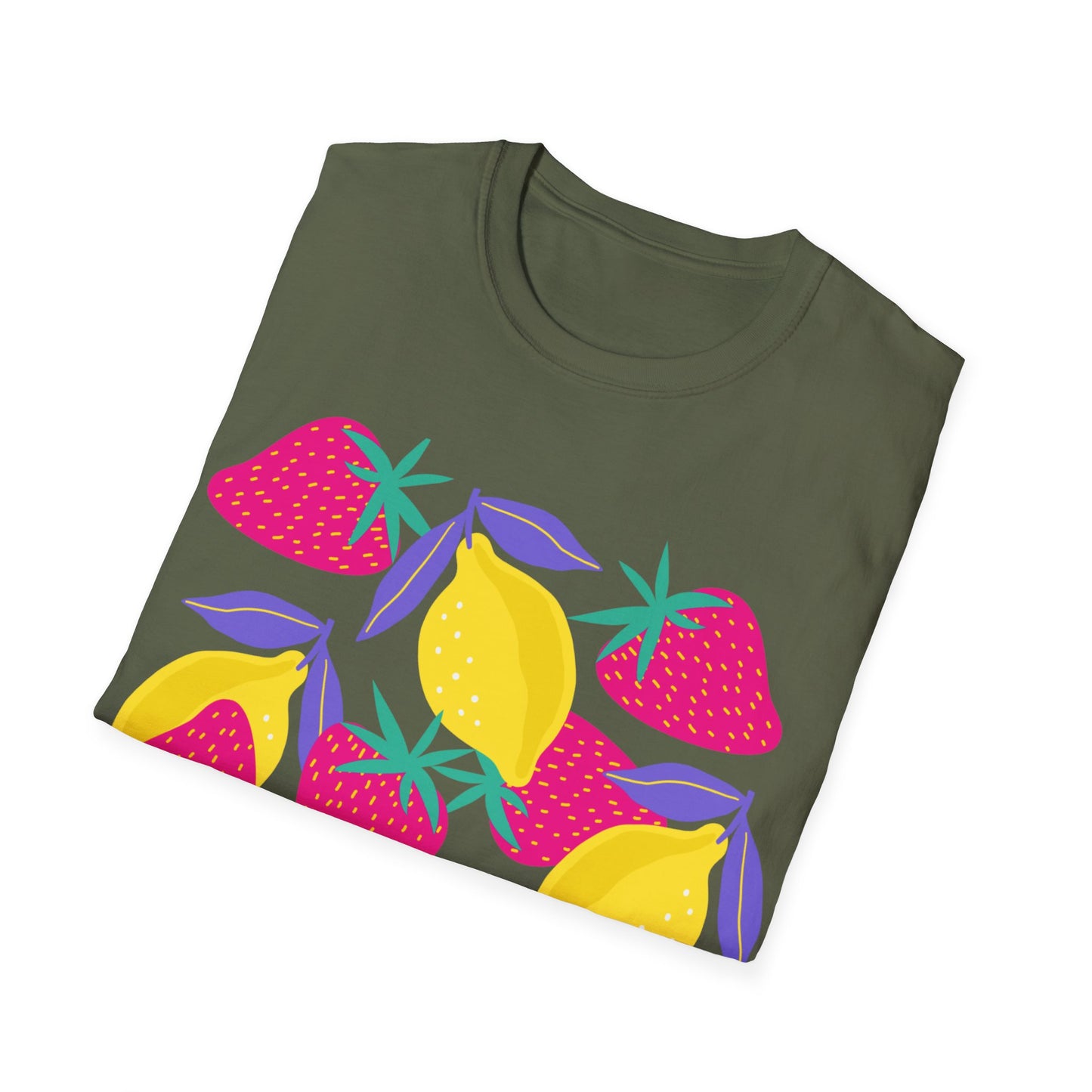 Camiseta unisex de estilo suave con limones y fresas de la UE