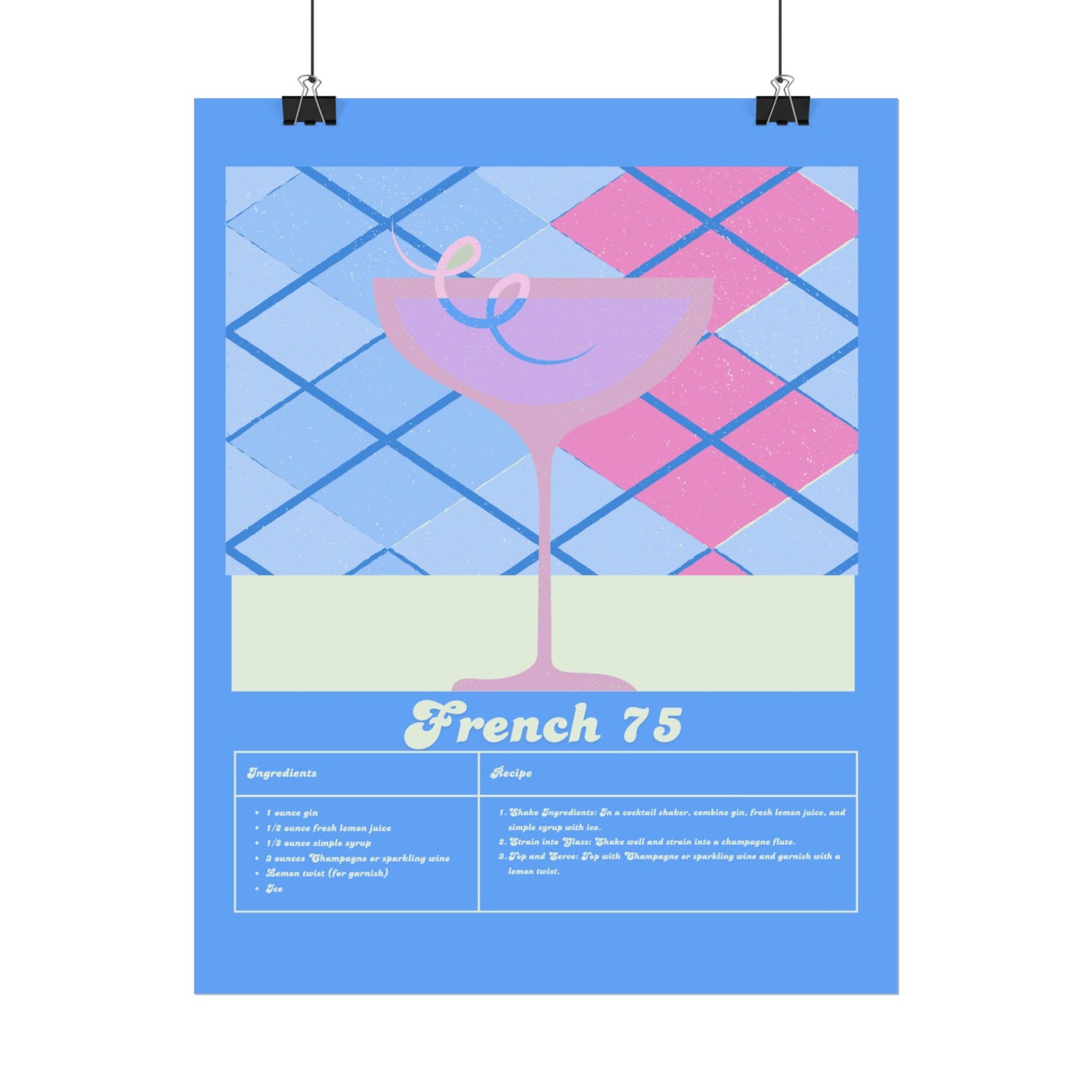 French 75 Illustration Vertical Poster SMALL EU