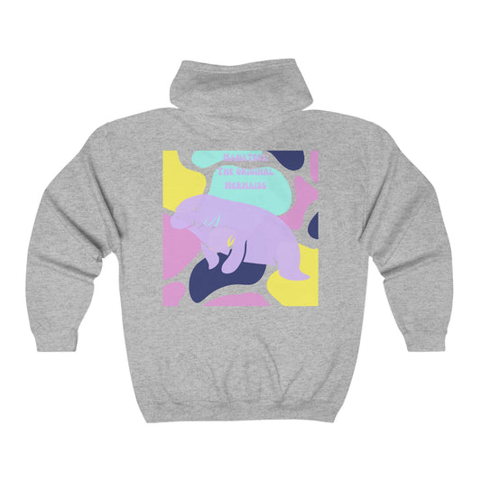 Sudadera unisex con capucha y cierre completo de mezcla pesada The Original Mermaid Manatee