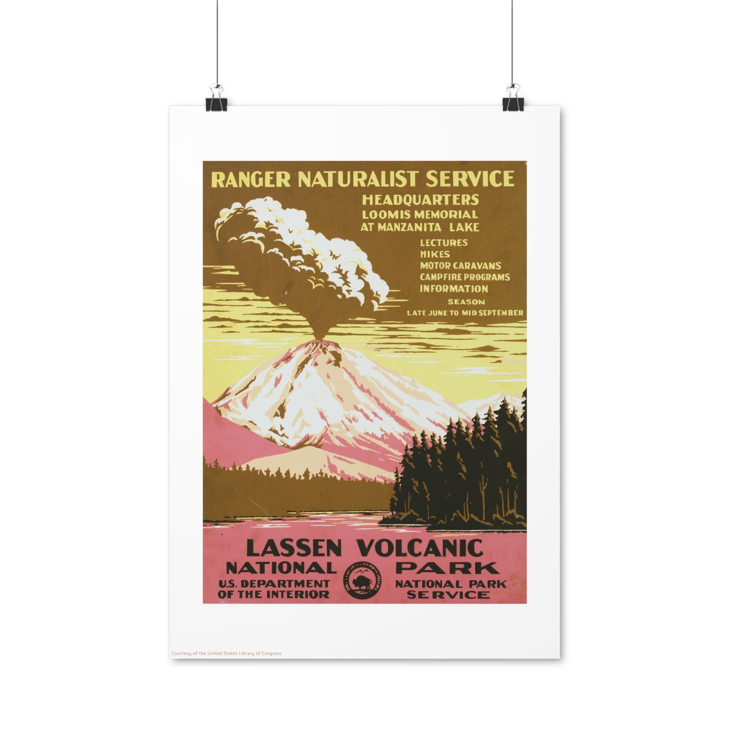 Lassen Volcanic National Park Illustration Vertical Poster EU