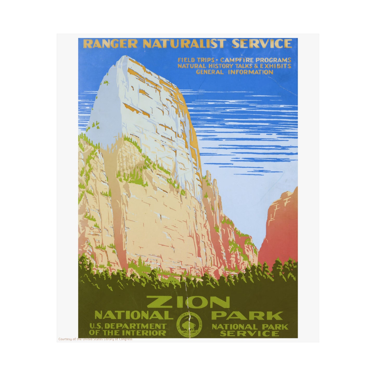 Zion National Park Illustration Vertical Poster