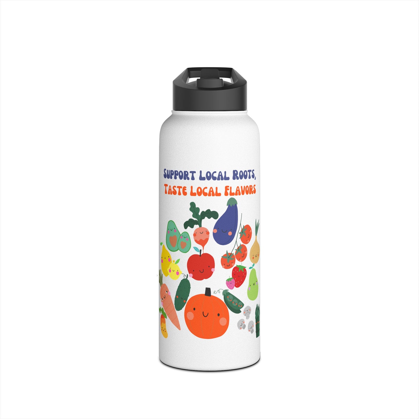 Local Roots, Local Flavors Stainless Steel Water Bottle, Standard Lid